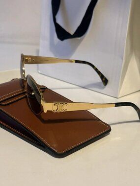 Celine Gold Metal Sunglasses with Signature Triomphe Logo